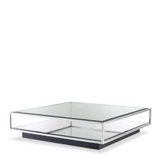 This glass coffee table by greyson living features a raised, mirrored base and a smoked glass top that combine to form an elegant look. Tortona Polished Stainless Steel Coffee Table Shop Now
