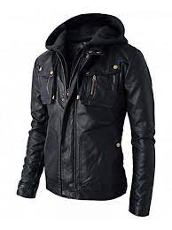 Men S Brando Style Biker Real Leather Jacket Detach Hood Leather Hoodie Black Leather Jacket Men Leather Jacket Men Style