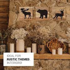 We have assembled a broad range of rustic home decor, including vintage tin signs, wooden signs, wall art, clocks, and other great wall decor, as well as great functional kitchen decor and bathroom decor perfect for your log home, lake house, or cabin. Buy Home Rustique Wooden Cabin Decor With Bear Deer And Moose Woodland Themed Rustic Wall Decoration For Log Cabin Hunting Or Mountain Lodge Online In Vietnam B0851g83zf