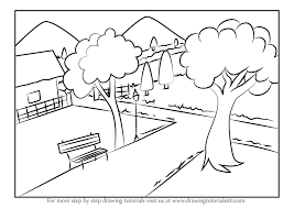 Extend a pair of parallel, curved lines from the flower to the grass. Learn How To Draw A Garden Scenery Scenes Step By Step Drawing Tutorials