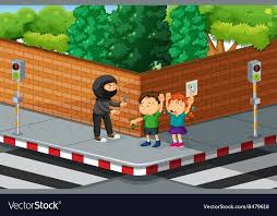 Children Being Robbed At The Street Corner Download A Free Preview Or High Quality Adobe Illustrator Ai Eps Pdf And High Children Illustration Action Cards