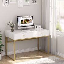 Theo is a wall mount desk that has two fixed shelves for extra storage, making it a perfect solution for small spaces. Gold Desks White Gold Desks You Ll Love In 2021 Wayfair