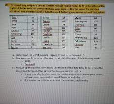 Find out how to alphabetize lists, tables and more. 8 I Have Randomly Assigned A Unique Constant Number Chegg Com