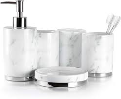 Whether you need traditional toothbrush holders in melbourne or modern toothbrush holders in sydney, browse the filters in the left menu to narrow down temple & webster is an online furniture store based in australia and has great shipping options for all major cities like melbourne and sydney. Willow Ivory Bathroom Accessories Set 5 Piece Ceramic Bath Set Toothbrush Holder Soap Dispenser Soap Dish 2 Tumblers Marble Collection By Willow Ivory Shop Online For Homeware In Australia