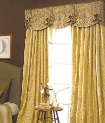 Drapery Ideas Shown Over Floor Length Draperies That Drape The Floor The Draperies Curtain Designs Valance Curtains Modern Bedroom Design