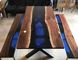 Dark Blue River Dining Table Zukunftige Projekte Blue Dark Dining Projekte River Table Zukunftig Resin And Wood Diy Wood Resin Table Resin Furniture