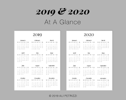 Excited To Share This Item From My Etsy Shop 2019 2020 At A Glance Printable Calendar Inst Calendar Printables Printable Calendar Free Printable Calendar