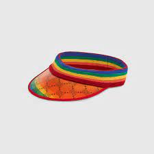 Children S Gg Rainbow Visor In Rainbow Vinyl Visor With Gg Print Gucci Soft Accessories Girls Accessories Girl With Hat Rainbow Band