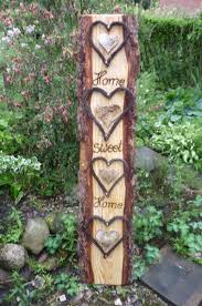 Turdekoration Holzstele Home Sweet Home Holzstelen Diy Gartendekoration Primitives Kunsthandwerk