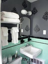 Seafoam Green And Gray Color Scheme Mint Green Bathroom Inside Mint And Grey Bedroom Seafoam Green And Black Tile Bathrooms Retro Bathrooms Green Tile Bathroom