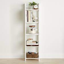 White Solid Wood Folding Tower Shelves Narrow Shelves Bookcase