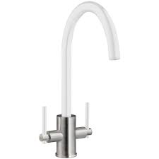 Tulip kitchen faucet design makes your kitchen room simple and fresh, easy to match most sink. best in spring design: Signature Coloured Swan Neck Dual Lever Kitchen Sink Mixer Tap White Ebay