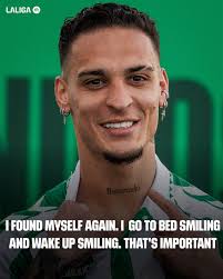 Antony is feelin' the LALIGA vibes. ☀️💚 Check out the latest episode of  #LALIGATALKS where we break down his amazing form. 🔝 Watch here 👉  https://linktr.ee/laligatalks