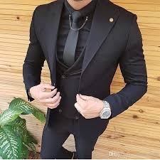 2019 Mens Suits Slim Fit Peaked Lapel One Button Wedding Tuxedos Prom Man Blazer Designs Jacket Pants