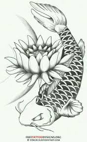 Black And White Koi Fish Tattoo With Flowers Koi And Lotus Flower Koi Tattoo Design Koi Fish Tattoo Flower Tattoo Designs