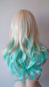 Blonde Mint Teal Color Ombre Wig Medium Length Curly By Kekeshop Hair Styles Long Hair Styles Cool Hairstyles