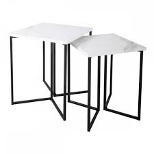Maybe you would like to learn more about one of these? Dar Homewares 001fot003 Fotini Nest Of Two Tables In White Marble Effect Veneer And Black Legs Castlegate Lights