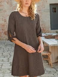 Cotton Blend Casual Round Neck Solid Dresses Dresses Aws Anniecloth Summer Dresses 1 Casual Dresses Daytime Round Neck Half Sleeve Casual Dresses Half Sleeve Dresses Cotton Dress Summer Causal Dresses