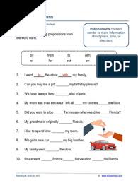 Learn and exercise on preposition for elementary grade 4. Grade 4 Using Prepositions A