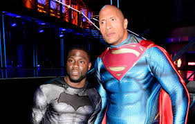 Kevin Hart With Dwayne Johnson Wearing Super Hero Costumes A Great Idea For Halloween Halloween Hallowee The Rock Dwayne Johnson Dwayne Johnson Kevin Hart