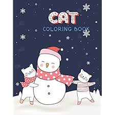 Coloring page outline of cartoon fluffy cat. Cat Coloring Book Cute Cats Kittens Christmas Coloring Page For Kids Cats Lover In Winter Theme Christmas Cat Coloring Book Paperback Large Print November 4 2019 Buy Products