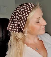 Polka Dot Triangle Head Scarf Brown White, 90s Hair Kerchief Bandana,  Hairband Festival Bohemian Vintage 70s Head Wrap Rockabilly