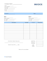 free blank invoice templates in pdf word excel