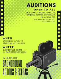 Green Play Auditions Casting Call Flyer In 2020 Fashion Poster Casting Call It Cast