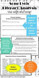 Song Lyric Literary Analysis Step By Step Process Literary Analysis Literary Essay Teaching Poetry