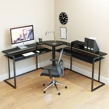Maybe you would like to learn more about one of these? Ryan Rove Belmac 3 Piece L Shaped Computer Desk With Side Table And Keyboard Tray Black Glass