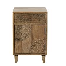Carved Solid Mango Wood 1 Door 1 Drawer Bedside Table Anja Maisons Du Monde Table De Chevet Petit Meuble Rangement Tiroir