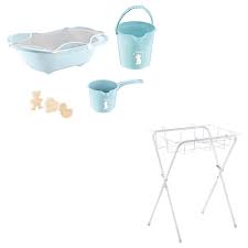 They all offer a sturdy stand and collapsile tub deisgn to easily bathe your baby and then store the tub after use. Babyjem Foldable Bath Stand 5pc Set Blue