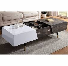 The bush furniture key west coffee table with storage is a perfect way to bring the feel of a coastal retreat right to your living room. Orion White High Gloss Rustic Oak Wood Coffee Table W Storage By Acme