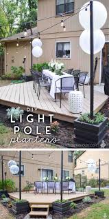 These Diy Light Pole Planters Were So Easy To Build Just A Little Scrap Lumber And Wow Lights Outdoorlights D Backyard Outdoor Patio Lights Backyard Patio