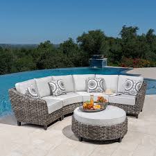Vigo 5 Piece Woven Sectional In 2020 Resin Patio Furniture Backyard Furniture Teak Patio Furniture