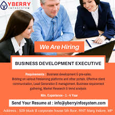 We Are Hiring Business Development Executive Bde Location Indore Mp Min Experience 1 Business Development Business Requirements Development