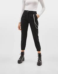 Bershka Black Cargo Pants With Chain Utility Cargo Pants W Chain Bershka Outfit Joggers Outfit Stylish Outfits
