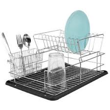 Dish racks let your dishes air dry by using a dish rack. Kitchen Sink Countertop 2 Tier Dish Drying Rack And Draining Board Black Ebay