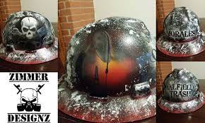 Skulls Wrenches Pistons Pump Jacks And Derricks Custom Hard Hat By Zimmerdesignz Com Painted Hard Hat Hard Hats Custom Hard Hats