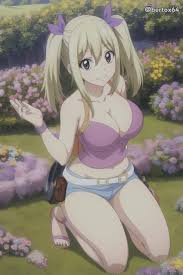 Rule 34 Dev - ai_generated bertox64 blonde_hair breasts brown_eyes  fairy_tail flowers garden huge_breasts kneeling lucy_heartfilia ponytails  shirt short_pants smile|9765203696