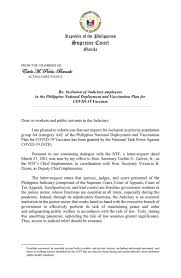 Today, we have opened six vaccination centers all over metro manila, prc chairman and chief executive. Philippine Supreme Court Public Information Office On Twitter Inclusion Of Judiciary Employees In The Priority Population Group A4 In The Philippine National Deployment And Vaccination Plan For Covid 19 Vaccines Read Https T Co Dgbo6bhkff
