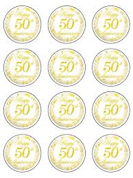 Add to favorites 50th birthday cupcake toppers, cheers to 50 years, black and gold 50th birthday cupcake toppers, 1971 cupcake topper, instant download. 50th Aniversary Cupcake Toppers 50th Golden Wedding Anniversary Edible Icing C 50 Golden Wedding Anniversary Wedding Anniversary Cakes 50th Anniversary Cakes