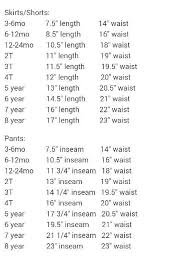 Toddler Finished Skirt Pant Size Chart Baby Clothing Baby Clothing Checklist Baby Clothing Si Shoe Size Chart Kids Skirts For Kids Wholesale Kids Clothing