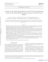 Pdf Creation Of The Abbreviated Measures Of The Pain Catastrophizing Scale And The Short Health Anxiety Inventory The Pcs 4 And Shai 5