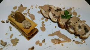 Ballottines De Poulet Sauce Foie Gras Au Porto Et Son Mille Feuilles A La Puree De Chataignes Food Breakfast Diner