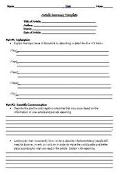 Current Events Science Article Worksheet Science Articles Science Current Events Current Events Worksheet