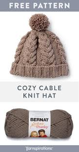 If you would like something larger or floppier/more dramatic, simply add 1 or more additional. This Free Cable Knit Hat Pattern Uses Two Balls Of Super Bulky Bernat Softee Chu Cable Knit Hat Pattern Beanie Knitting Patterns Free Bernat Softee Chunky Yarn