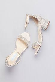 Elegantpark ep2045 women's peep toe low heel knot wedding shoes low heel features *comfort. Low Block Heel Sandals With Allover Gem Embellishment Prom Heels From David S Bridal Wedding Shoes Heels Prom Shoes Silver Bridal Shoes Low Heel
