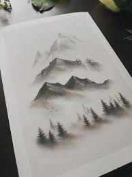 Misty Mountain Forest Art Print Foggy Forest Mountain Print Forest Artwork Nature Print Forest Mountain Illustra Forest Art Mountain Artwork Forest Sketch