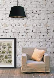 White painted retro wall surface. Whitewash Bricks Boutique Faux Wallpaper Design By Milton King Burke Decor
